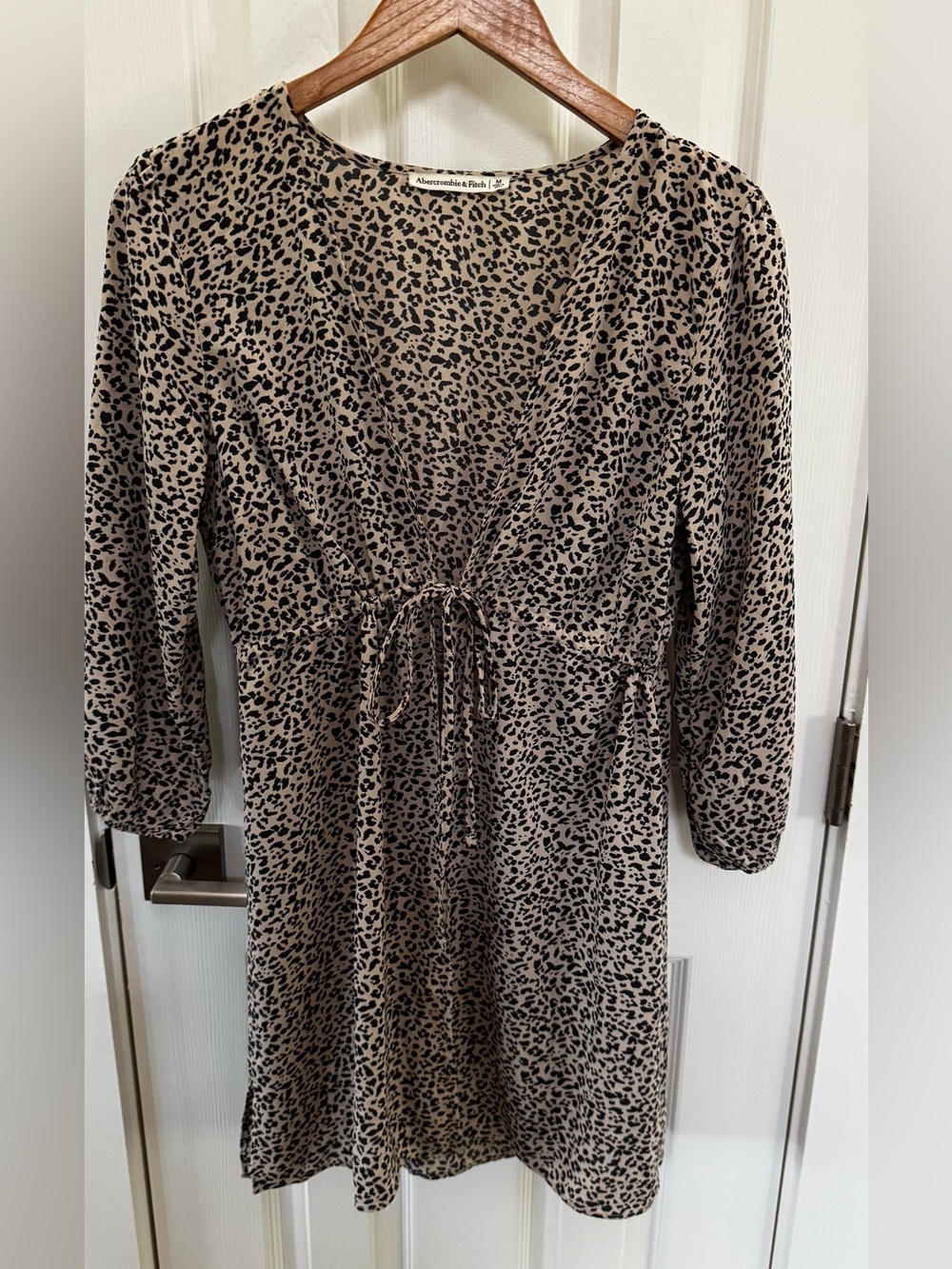 Abercrombie & Fitch Taupe and Black Leopard-Print Long Sleeve Top